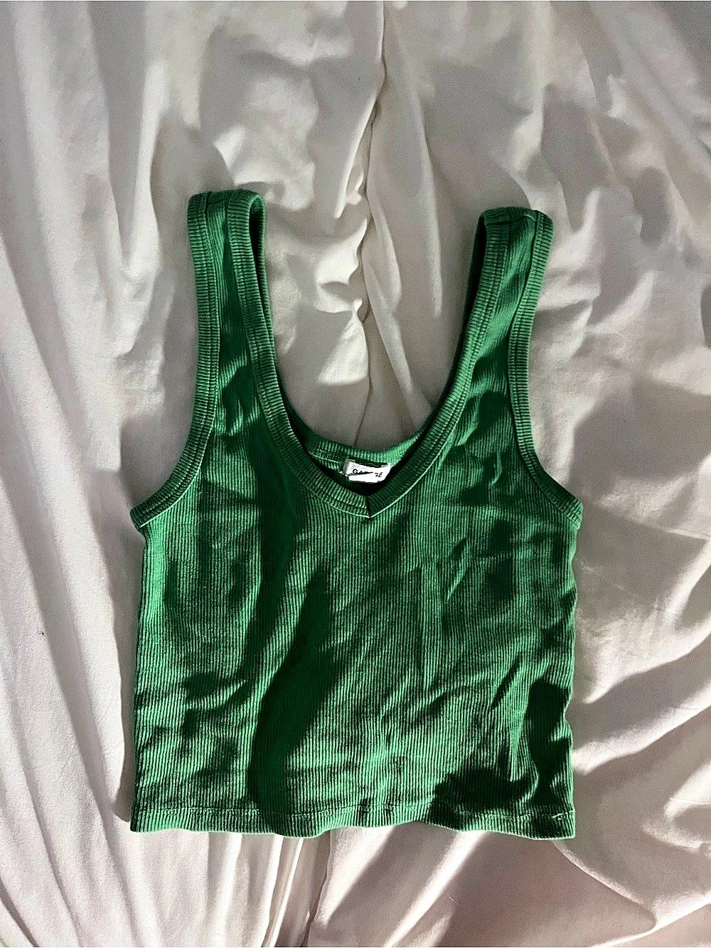 Garage Ribbed Tank Top in Green Like New